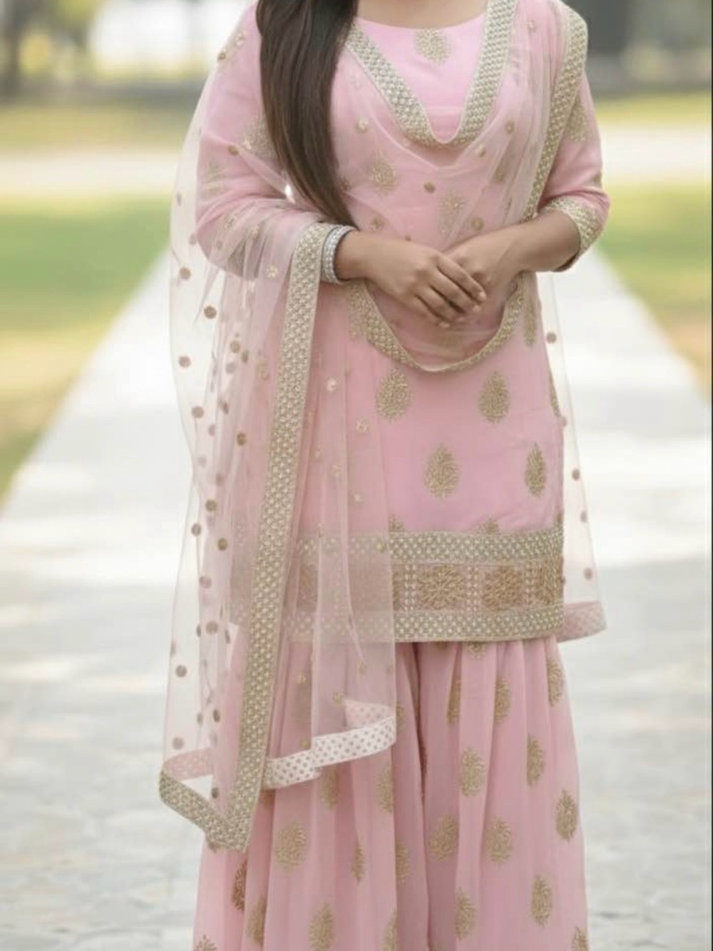 Blush Pink Embroidered Pakistani Suit - 3 Piece Set